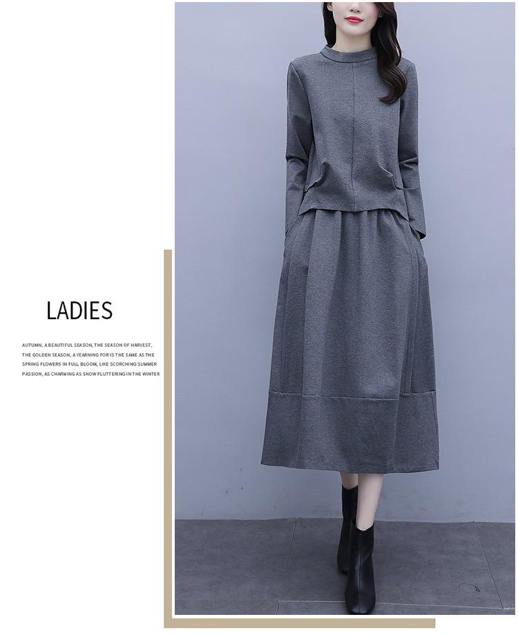 Женское платье-двойка больших размеров с длинными рукавами - коллекция осень/зима 2020, стильная повседневная мода для полных людей с небольшим весом.