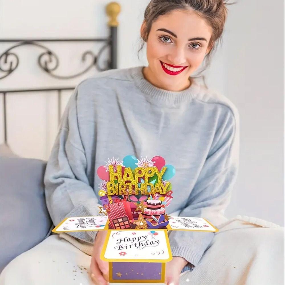 Paper Father's Day Card Wishing Mother's Day Cards 3D Pop Up Birthday Greeting Card Birthday