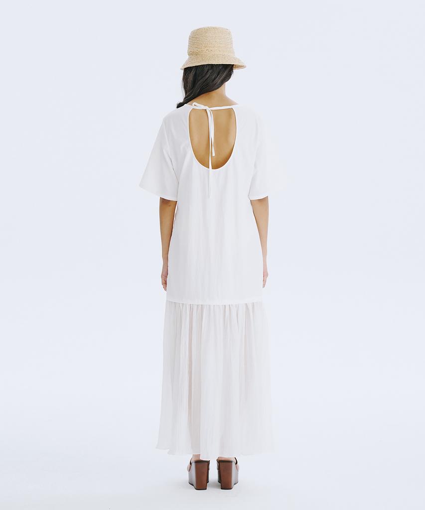 Bundercammer Bare Back Shirring Dress_White