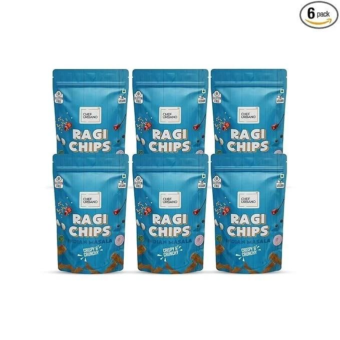 Chef Urbano Ragi Chips Indian Masala 85g PACK OF 6 | Gluten Free |Vegan | Low GI