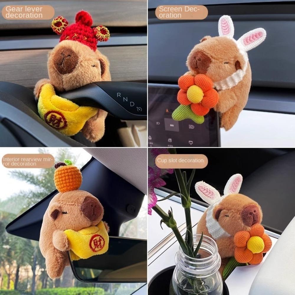 Cute Capybara Car Ornaments Car Dashboard Soft Screen Edge Decor Cartoon Auto Interior Decorations
