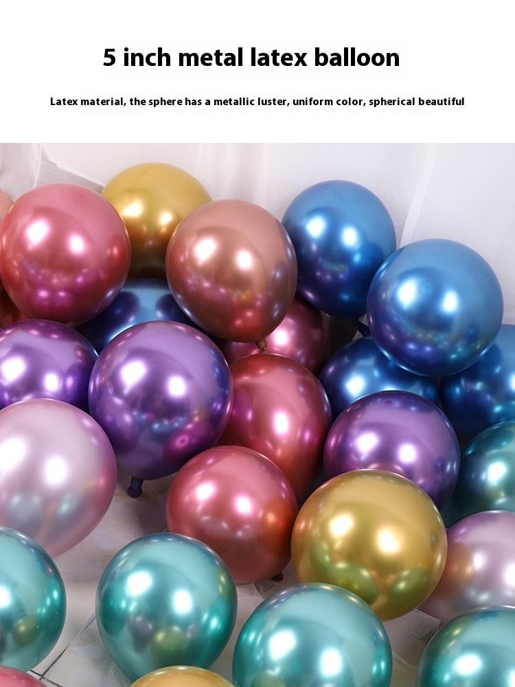 5 Inch Thick Metal Latex Balloons Net Red Chrome for Birthday Party Decorations Shopping Mall Layout Modelling Shuai'an Product