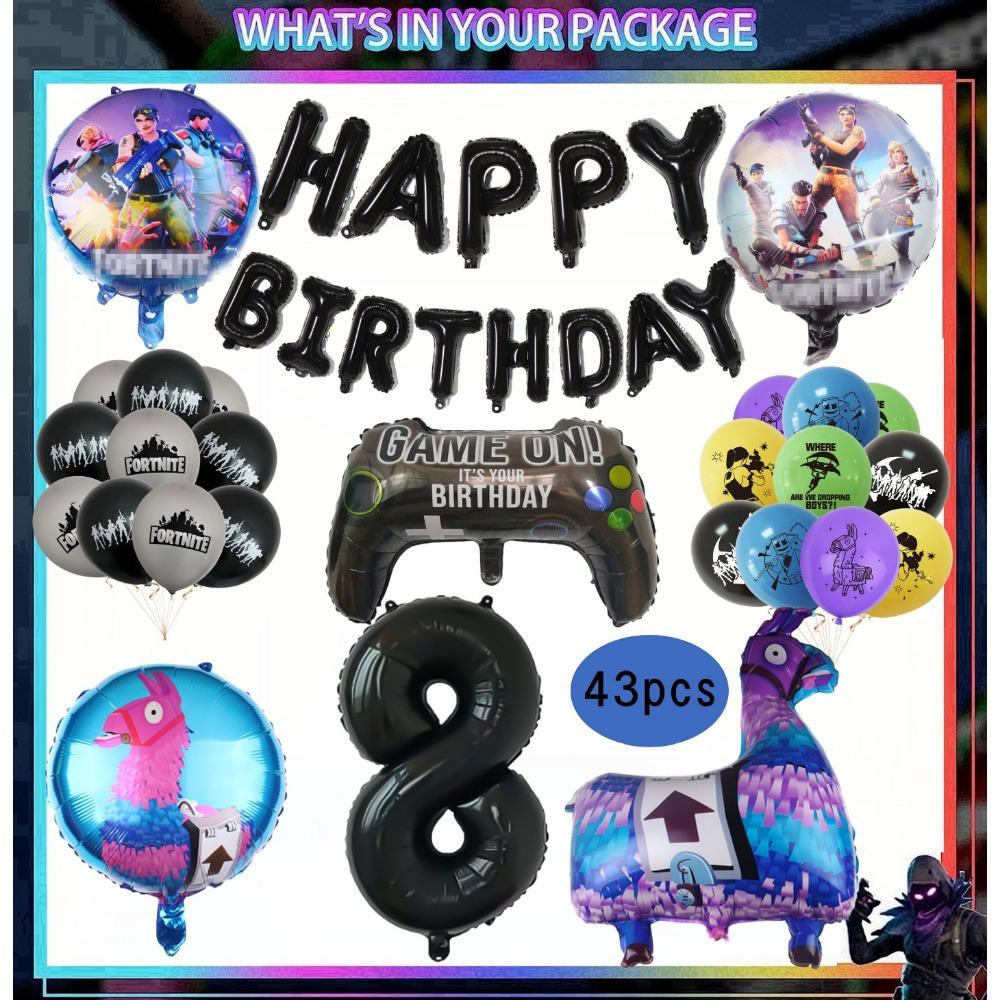 Игровой автомат Fortnition Декорации для дня рождения Набор посуды на 10 человек Задний фон Воздушный шар с альпакой Для детского праздника