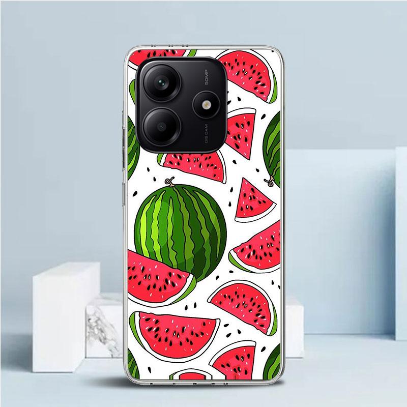 Летний арбузный чехол для телефона Xiaomi Redmi Note 15 14 14S 13 12S 12 Pro Plus 11S 11 11T 11E 10S 10 + Мягкая задняя крышка из ТПУ