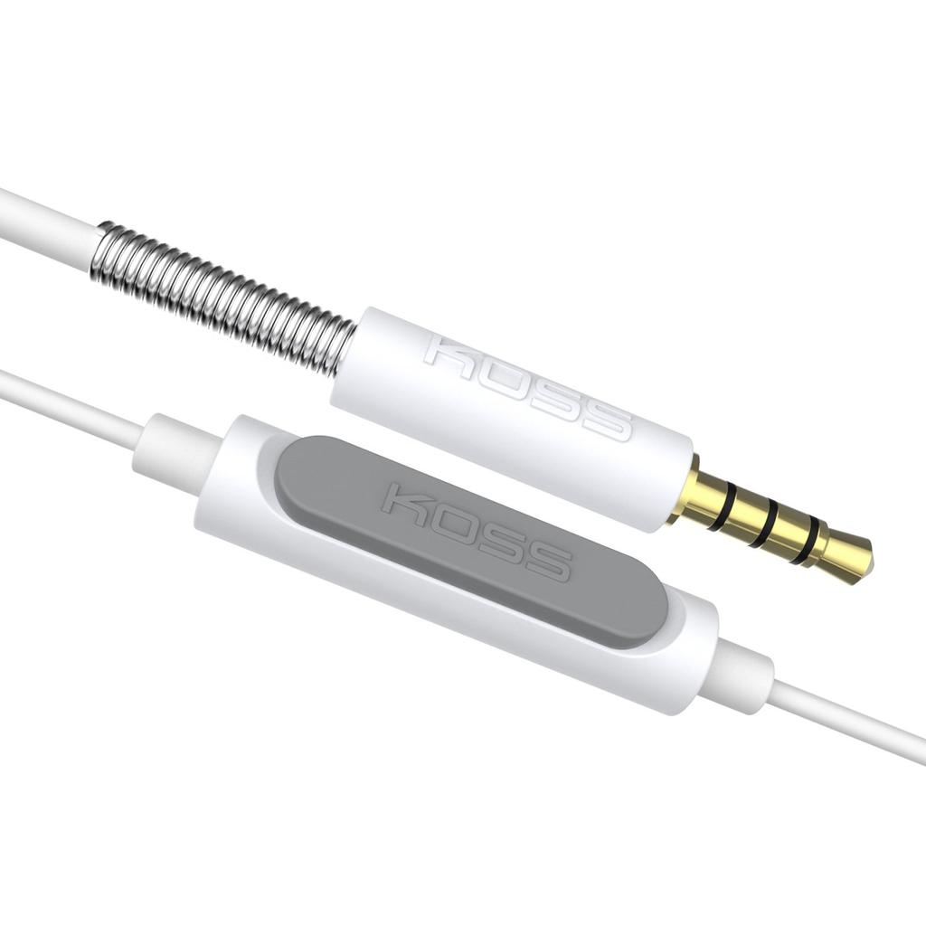 Наушники Koss KPH30iW со встроенным микрофоном и сенсорным пультом дистанционного управления, проводные, со штекером, белые, синие, накладные, с разъемом D-профиля 3,5 мм и