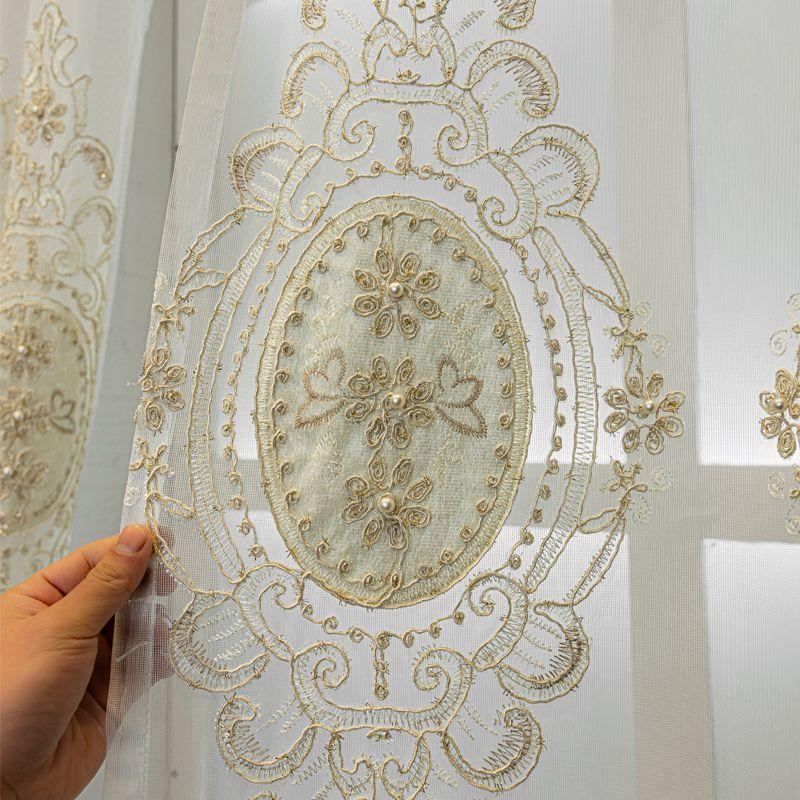 Роскошные европейские вышитые прозрачные шторы для гостиной, балкона и спальни - защита от ультрафиолета, полиэстеровые шторы, пригодные для машинной стирки