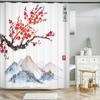 3d Printing Chinese Flower Bird Ink Landscape Shower Curtain Bathroom Waterproof Bath Curtain With Hooks Washable Cloth Decor