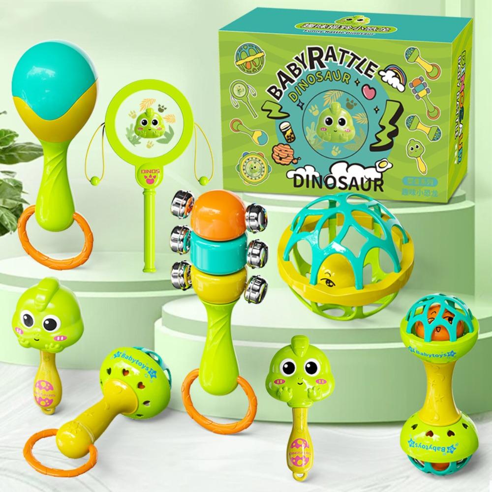8/9pcs Colorful Cartoon Shape Sensory Toy Plastic Handbell Wave Drum Baby Rattle Toy Newborn