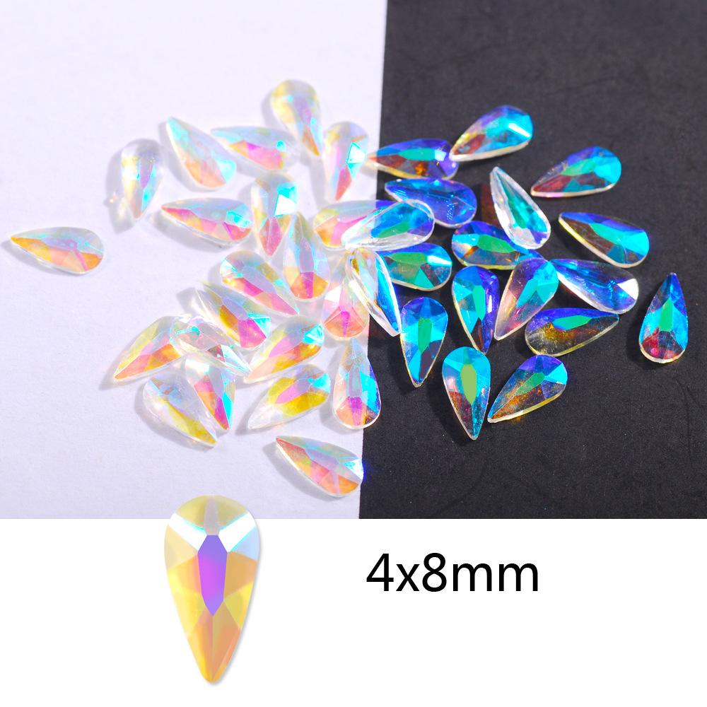 100Pcs Aurora Resin 3D Nail Rhinestones Crystal Gem Stone Nail Art Decoration