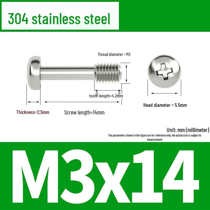 Yigu 304 Stainless Steel Phillips Round Head Captive Screws - M2/M3/M4 Half Thread Pan Head Machine Screws