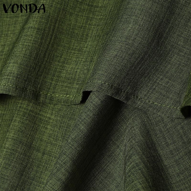 VONDA Женское повседневное платье-туника с круглым вырезом и рукавами 3/4 с нерегулярными оборками