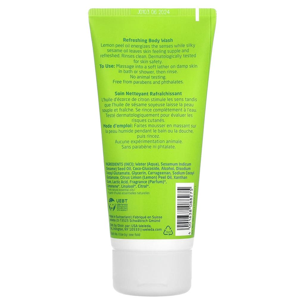 Weleda Refreshing Body Wash, Citrus Extract, 6.8 Fl Oz (200 Ml)