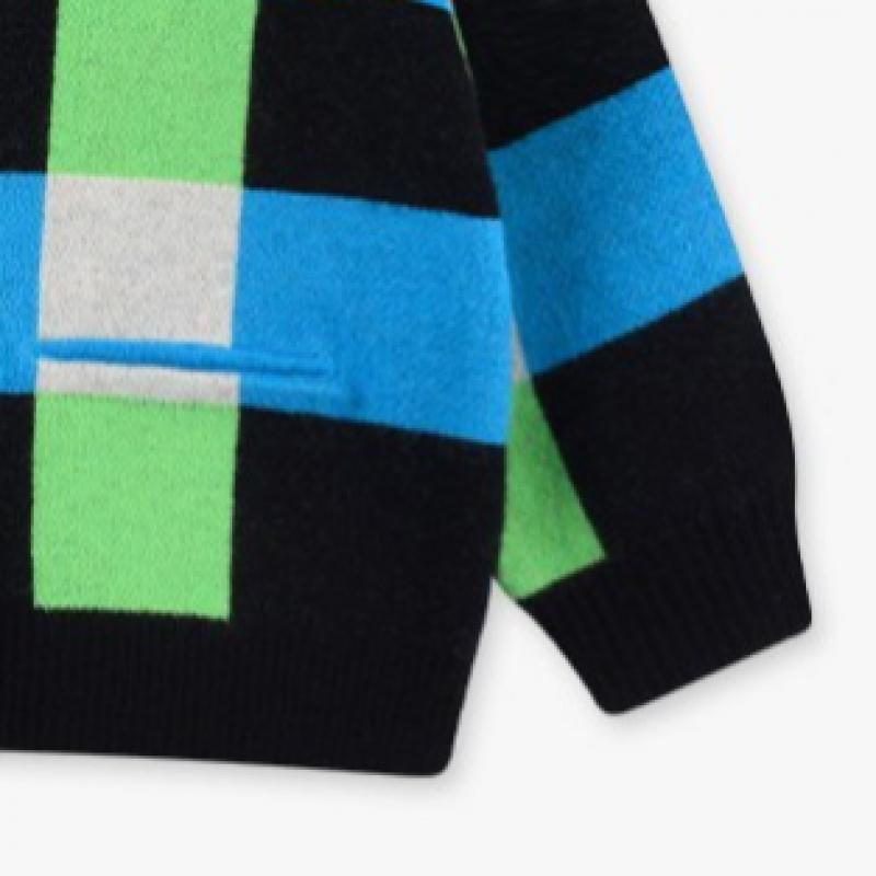 Оливковый модный клетчатый кардиган синего цвета 