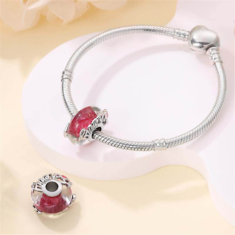 Fashion 925 Silver Colorful Flower Feather Ocean Luminous Glass Charms Beads Fit Qikaola Original Bracelets DIY Jewelry