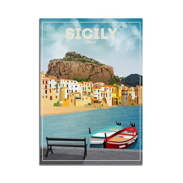 World Travel Poster Collection Greece Goa Keswick Reykjavik Germany Dubai Formentera Galle Fort Sicily Port Mogan Wall Art Deco
