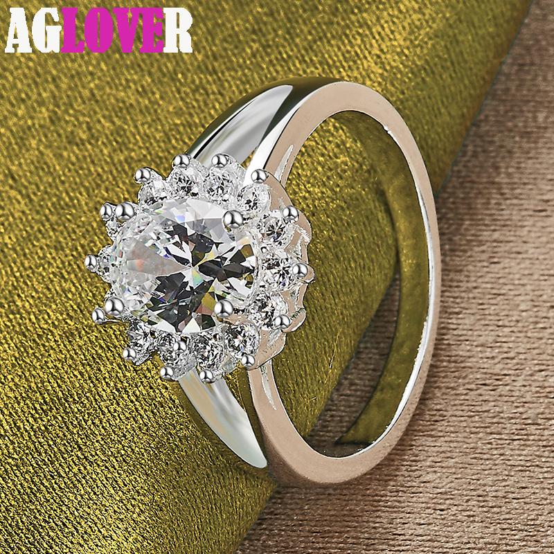 Ювелирные изделия из стерлингового серебра 925 пробы с кристаллами AAA и цирконом Sun Ring