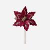 Flannel Fabric Christmas Artificial Flowers Glitter 28cm Xmas Decorative Flowers Plastic DIY Glitter Poinsettia Christmas Decor