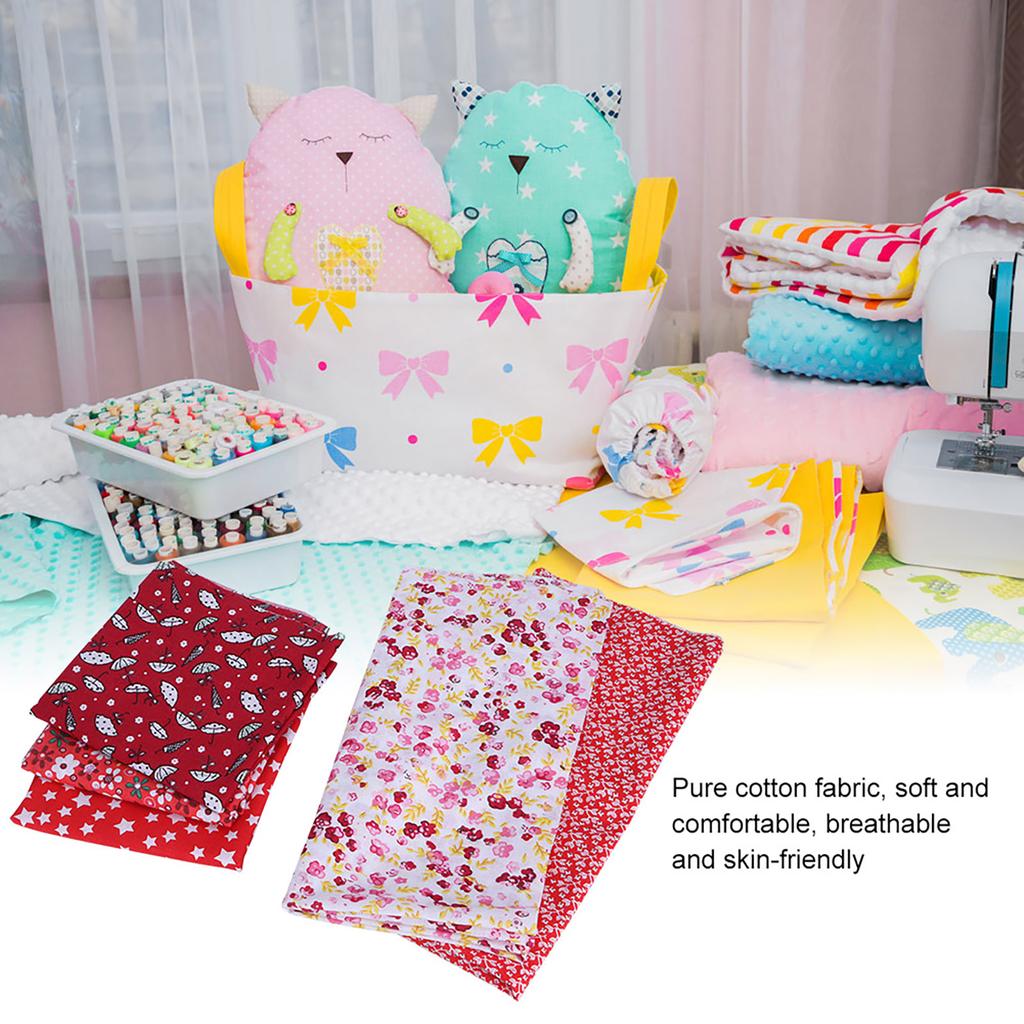 5 шт./компл. DIY Handcraft Хлопковая Ткань для Рукоделия Мягкая Швейная Лоскутная Ткань С Набивным Рисунком Набор 50x50 см Красный