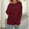 Women's Autumn and Winter Knit Crew Neck Solid Color Loose Pullover Sweater