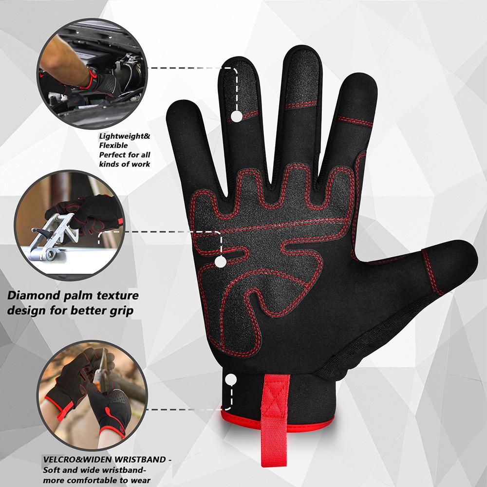 Рабочие перчатки MOREOK для мужчин и женщин — [усиленная защита ладоней] Универсальные перчатки для сенсорного экрана Перчатки для двора