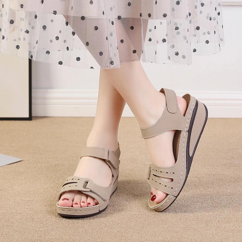 Women's Sandals New Summer Handmade Ladies Shoes Leather Breathable Sandals Woman Flats Retro Style Cusomized Support Sandals