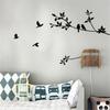 60*24cm Birds Tree Branch Leaves DIY Art Wall Stickers Removable Vinyl Living Room Decal (Color: Black)