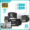 OKAM PRO Outdoor 3 Lens 3 Screen HD 15MP WIFI Camera Mobile Tracking Two-way Intercom Color Night Vision PTZ Security Camera