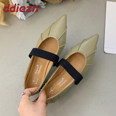 Мода 2025 Мода Удобные Повседневные Эластичная резинка Женские Балетки Обувь Обувь Острый носок Женские Неглубокие Женские Балетки Мэри Джейн