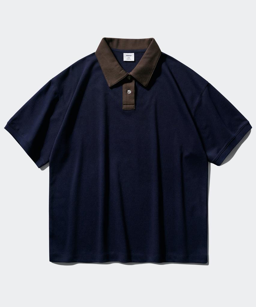 PERSTEP Nomad Collared Short Sleeve Navy Hyst4555