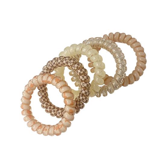 5Pcs Small Spiral Hair Coils High Elastic Ponytail Holder Women Adjustable Phone Cord Hair Ties Versatile Scrunchie Hair Accessories