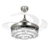 42" 3 Tiers Crystal Invisible Ceiling Fan Light Remote Control Retractable Chandelier