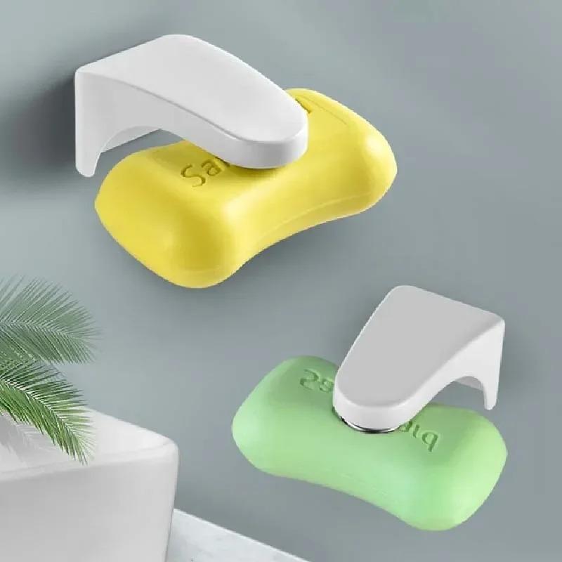 1PCS Magnetic Soap Holder Magic Soap Dish Organizer Bathroom Accessories Wall Mounted Sponge Holder Bathroom Kitchen Storage Rack