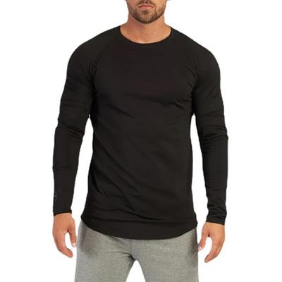 Лидер продаж, мужская эластичная компрессионная футболка для спортзала, фитнеса, бега, баскетбола, осенняя дышащая хлопковая однотонная футболка