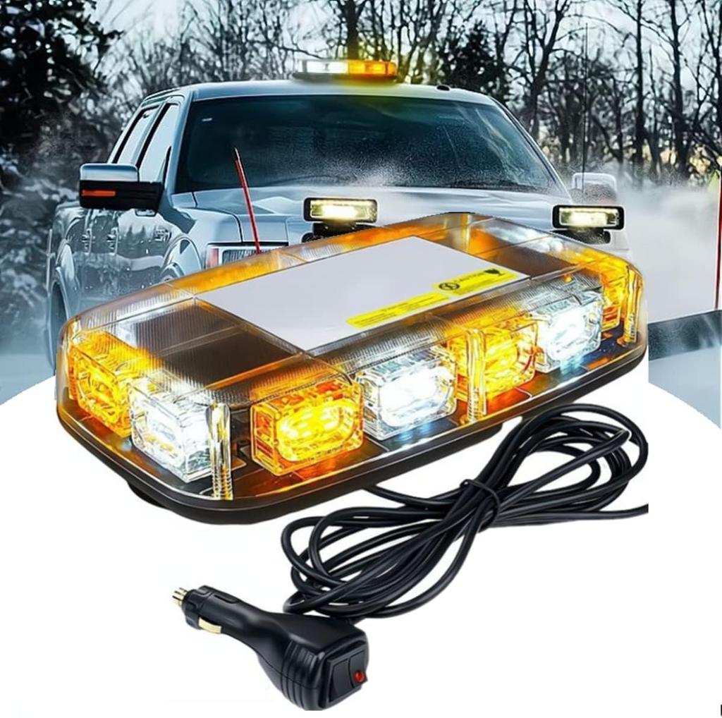 Roof Top Strobe Lights 48LED Emergency Safety Hazard Warning Light LED Flashing Light Bar Magnetic Mount for 12V 24V Car Truck