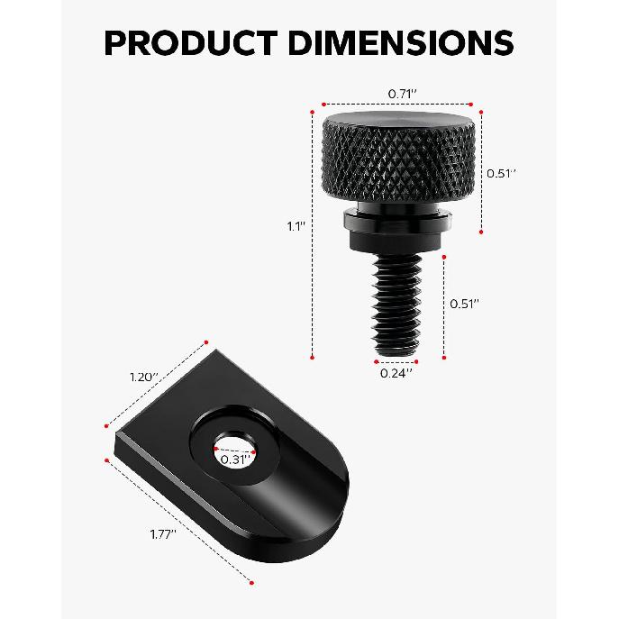 Amazicha Black Aluminium Seat Bolt Tab Screw Mount Knob Cover Compatible with Harley Davidson 1996-2024