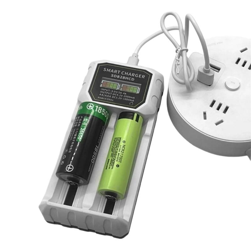 Двухслойное USB C Зарядное устройство для аккумуляторов Универсальное Для аккумуляторов 2A 3A 14500 18650 21700 26650 С Интеллектуальным Распознаванием