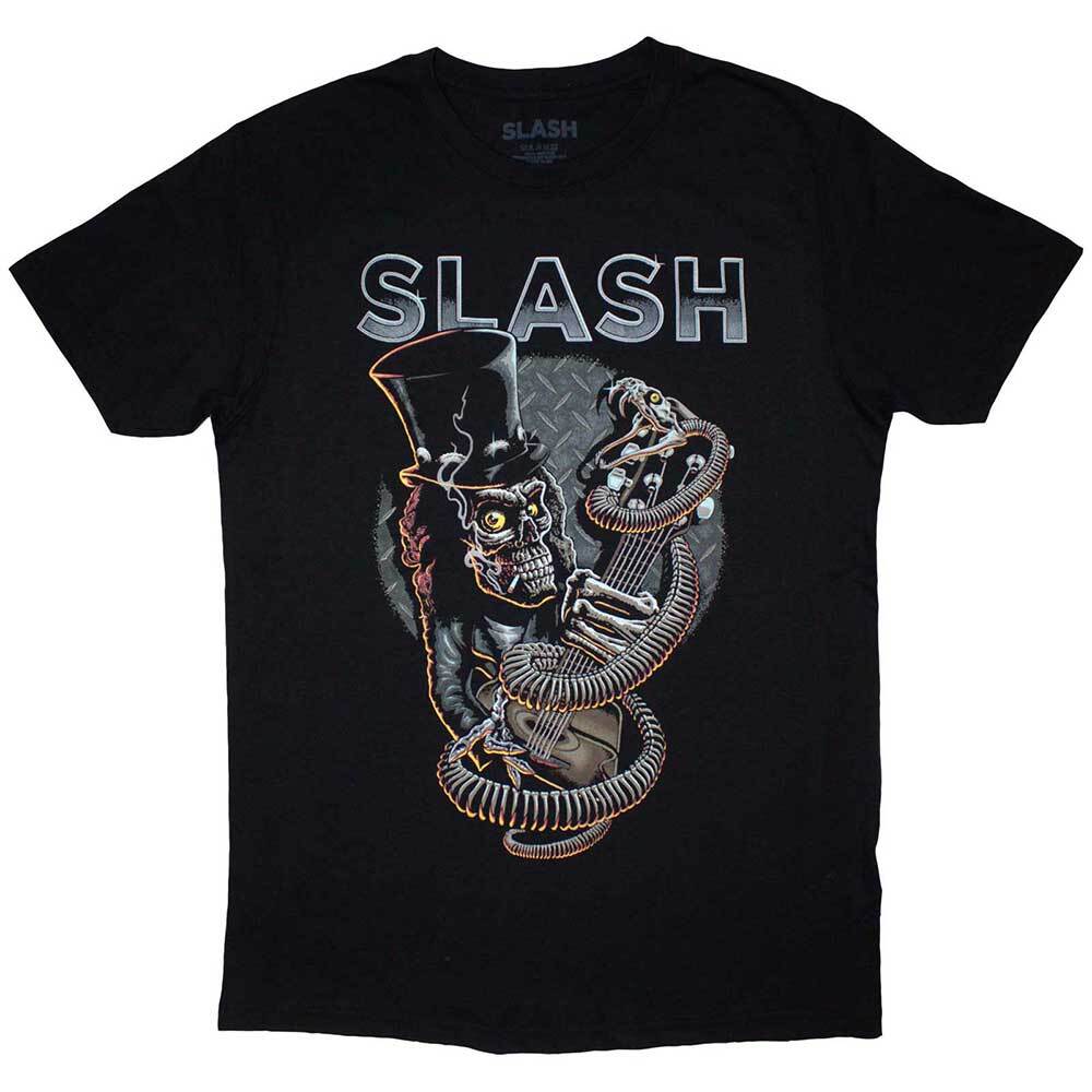 Футболка с принтом Slash Skull Guitar Snake Черная Новая Унисекс Футболка