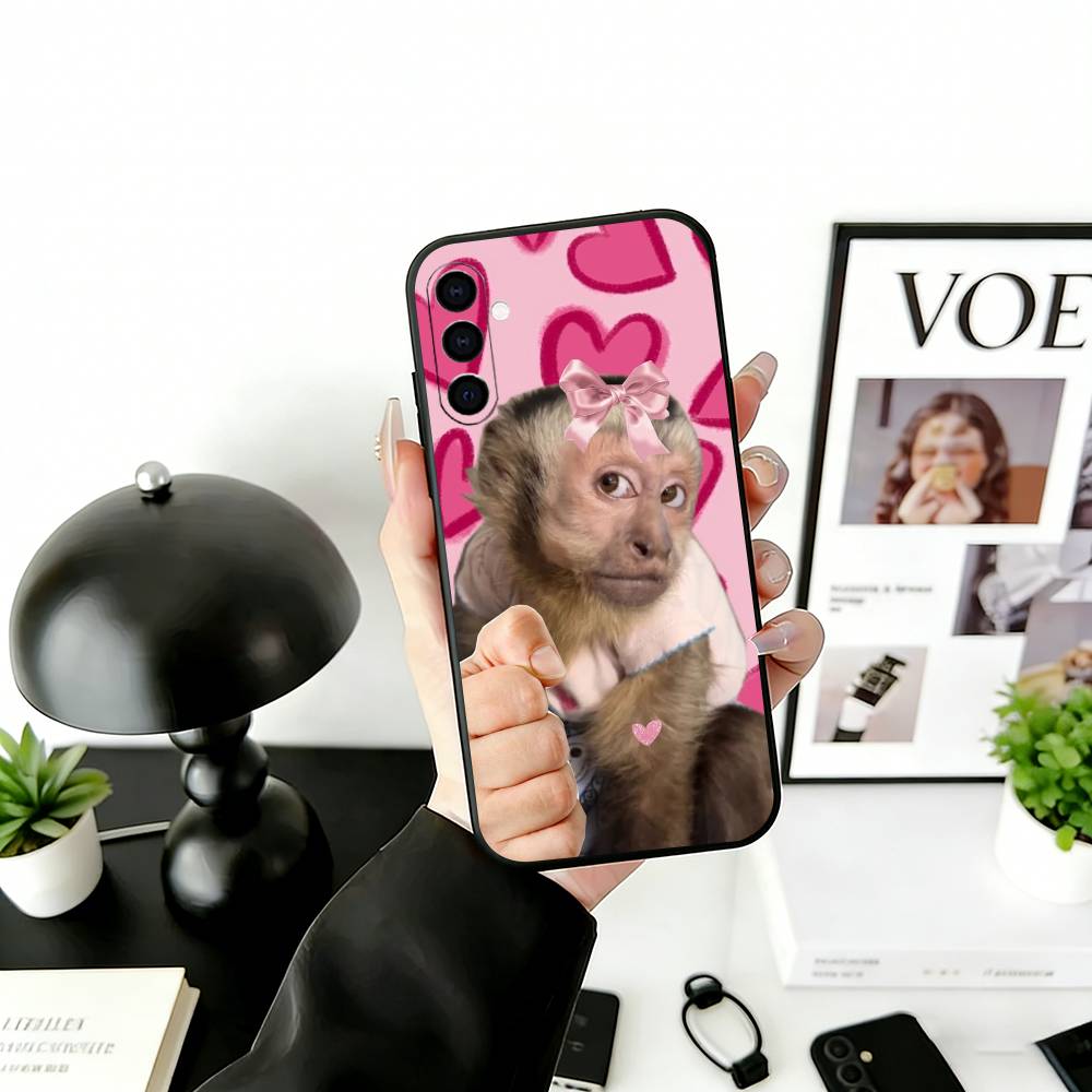 C-Cute F-Funny Monkey Phone Case For Samsung Galaxy A73,A72,A71,A70,A53,A52,A51,Others Soft Black Cover