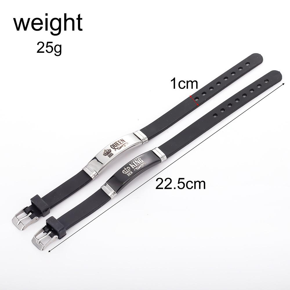 1pair Bracelets Crown Pattern Personalized Couple Style Adjustable Silicone Bracelet