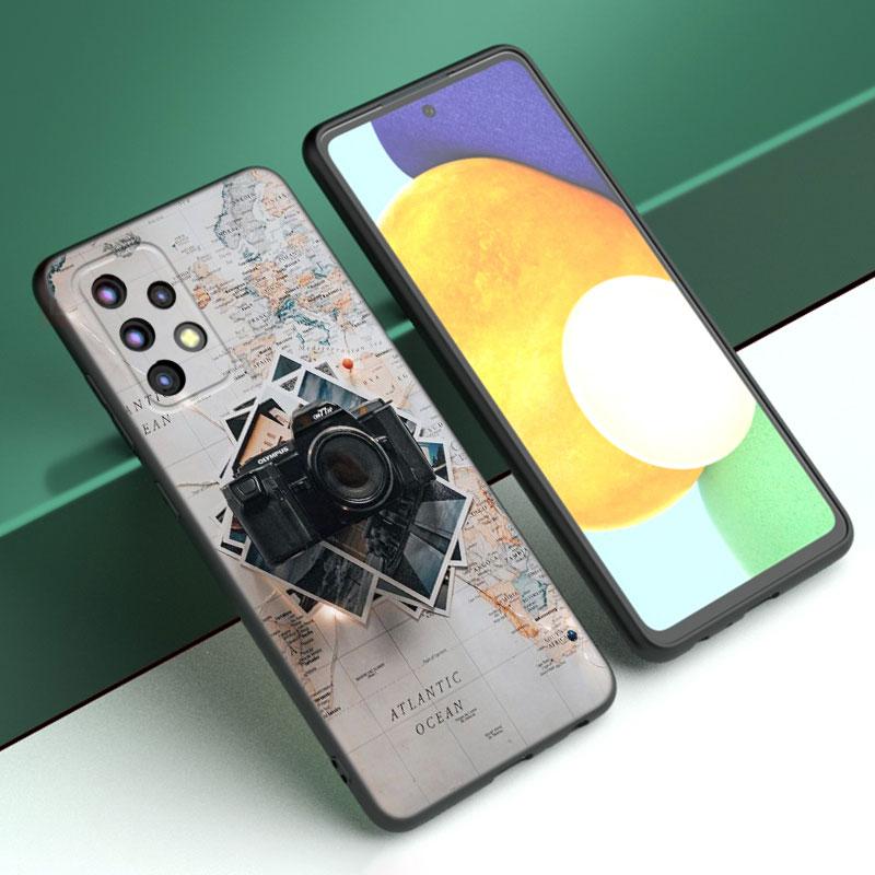 Чехол для телефона с картой мира для путешествий для Samsung A13 A22 A24 A32 A23 A25 A34 A35 A52S A53 A54 A55 A73 5G A12 A14 A15 A31 A33 A50 A51 A72