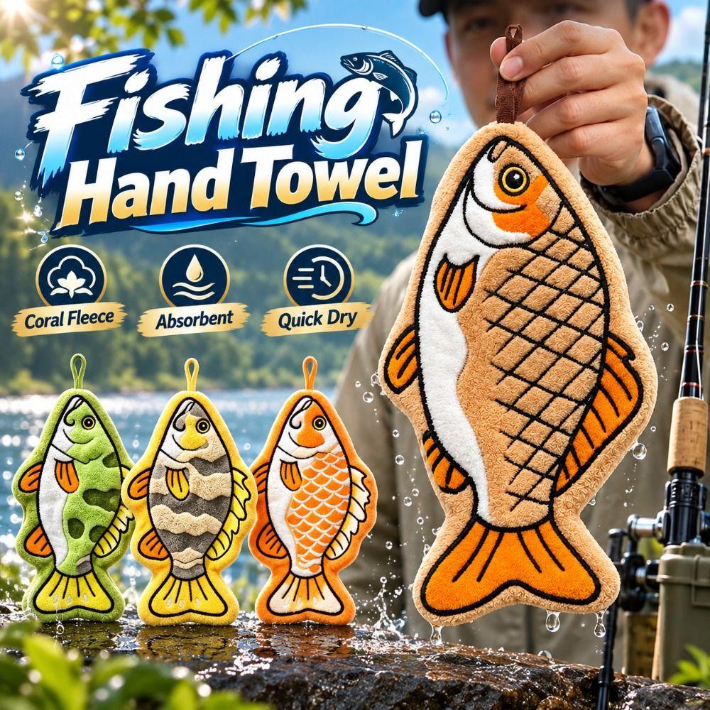 Hanging Lure Fishing Wipe Cloth Thickened Fish Shaped Towel Fishing Hand Towel Outdoor,Kitchen Etc