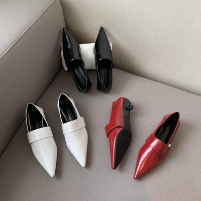 2025 осень новый европейский и американский стиль мягкая кожа тонкий каблук острый носок туфли-лодочки на низком каблуке на липучке с глубоким вырезом туфли-лодочки «котенок» женские и