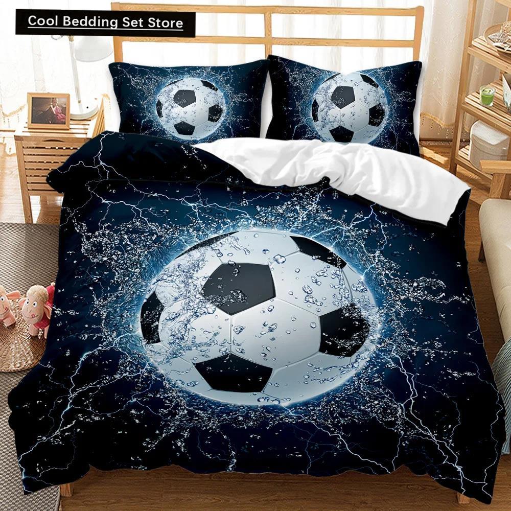 Футбольный пододеяльник Футбольный детский комплект постельного белья 3D одеяло покрывало для мальчиков подростков любителей спорта двойной Queen King полиэстеровый стеганый чехол