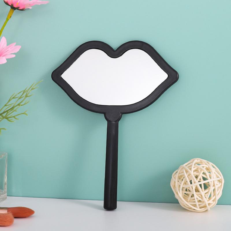 Lip-Shaped Handheld Makeup Mirror with Customizable Handle: Portable HD Mini Mirror for DIY Touch-Ups