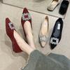 Pointed Flat Shoes Women 2024 Spring New Slip-on Rhinestone Shoes Women Soft Sole Shallow Mouth Large Size Shoes