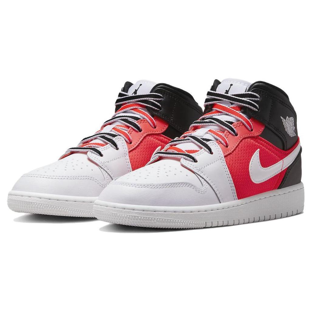 Air Jordan 1 Mid SE GS White Infrared Kids Sneakers Black Infrared-23 FB4417-016