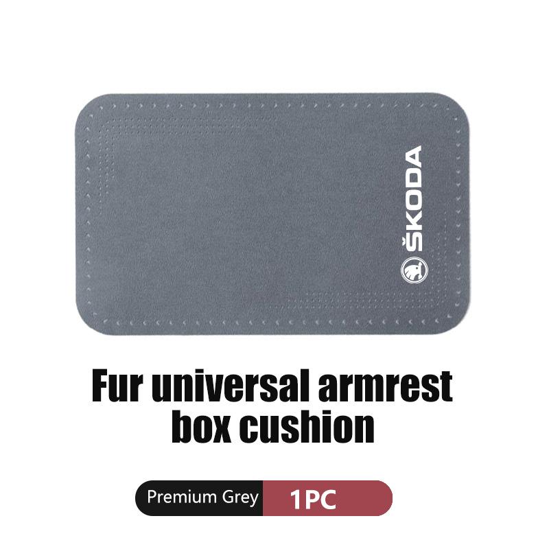 Car Armrest Box Pad Suede Auto Armrest Mat Car Accessories For Skoda Octavia Superb RAPID FABIA KAMIQ KAROQ KODIAQ YETI WE7