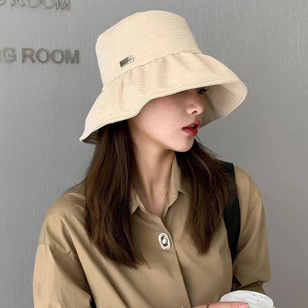 Foldable Wide Brim Sun Hat Breathable Solid Color Bucket Hat Fashion Fishmen Hat  Summer