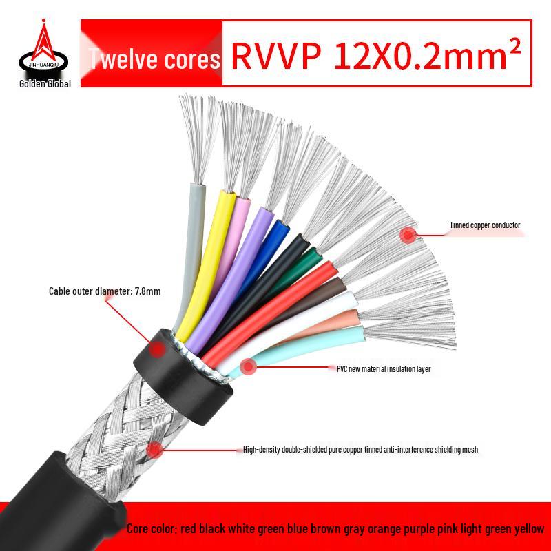 RVVP Shielded Control Signal Cable - Available in 2 to 14 Cores, 0.15 to 0.2 Square
