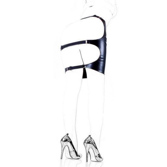 Женская юбка из искусственной кожи с открытой задницей, платье для бондажа, интимная секс-игрушка, игра для пары